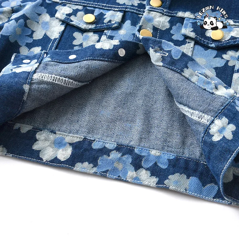 LEZONKIDS - Kids Clothing Wholesale Kids Denim Jackets Flower Print Spring Autumn Boy Set